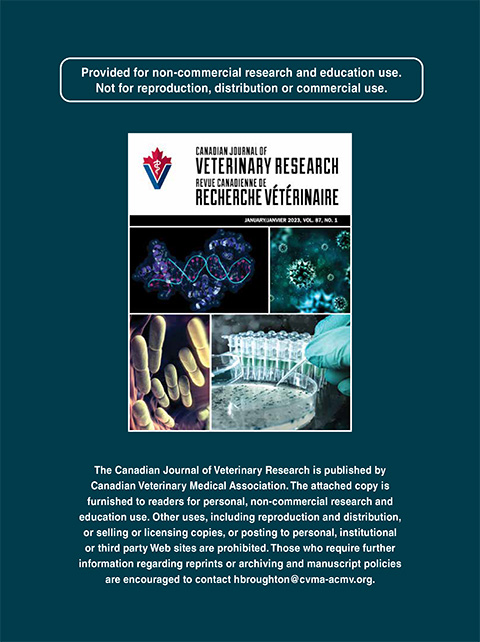 Canadian Journal of Veterinary Research | Canadian Veterinary Medical Association Canadian Journal of Veterinary Research | Canadian Veterinary Medical Association