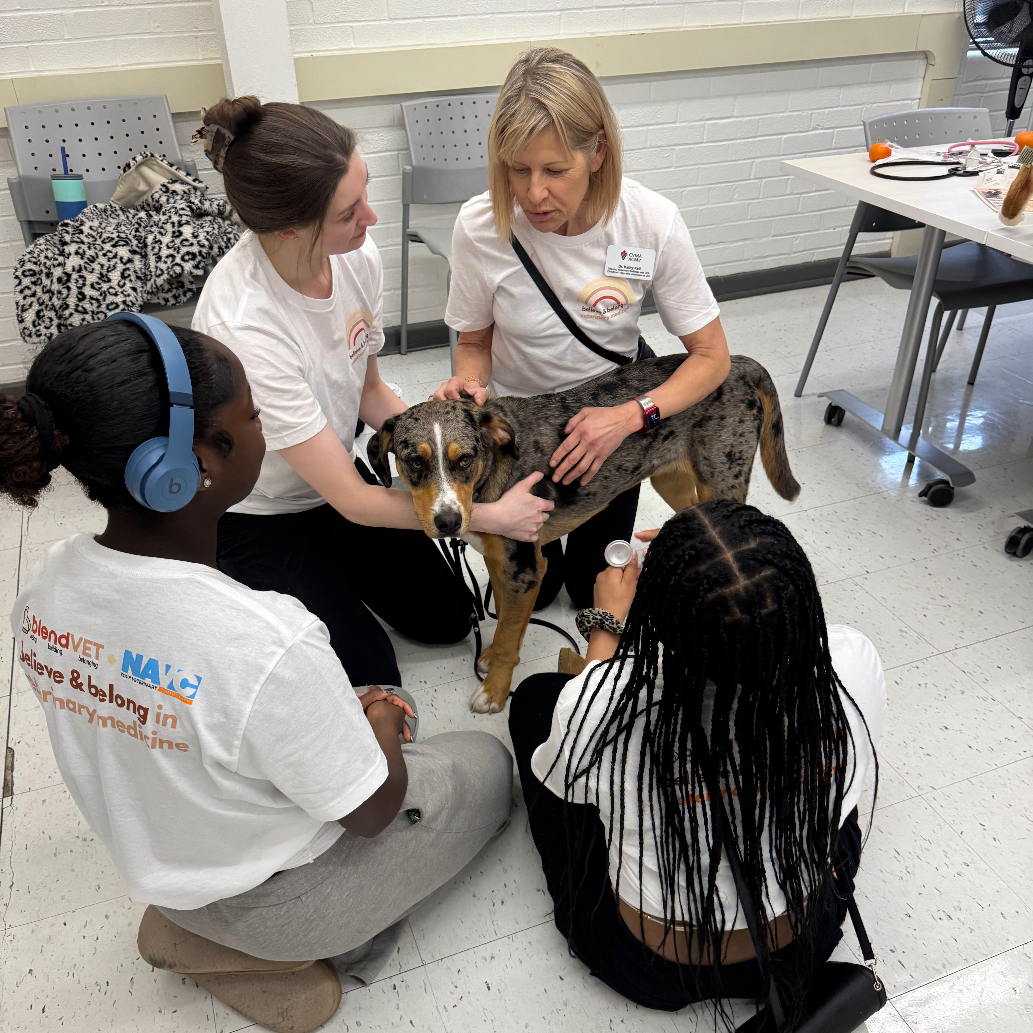 Dr. Kathy Keil and students at Believe & Belong in Veterinary Medicine event
